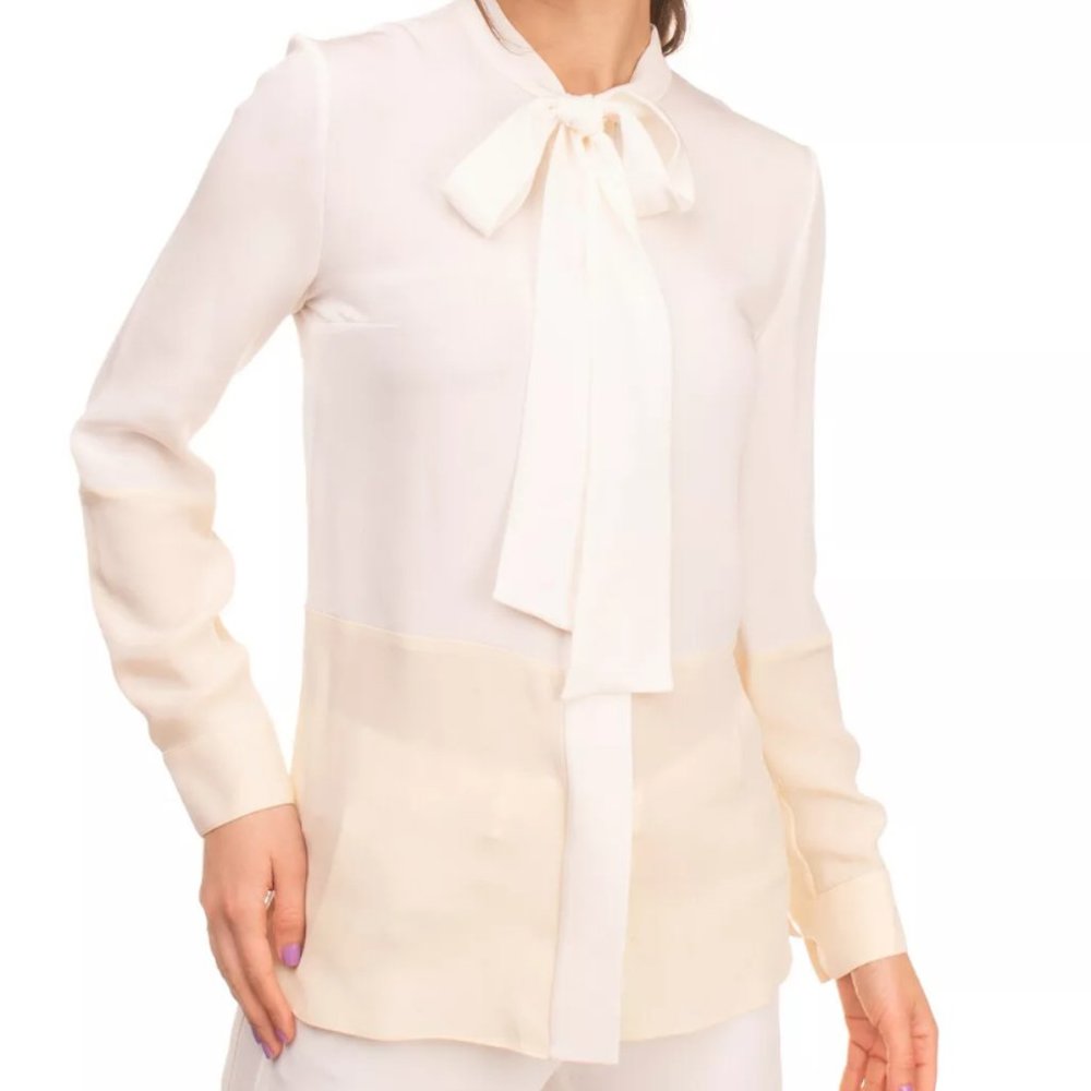 NWT RP $815 Derek Lam Silk Two-Tone Blouse Sz36 Sm
